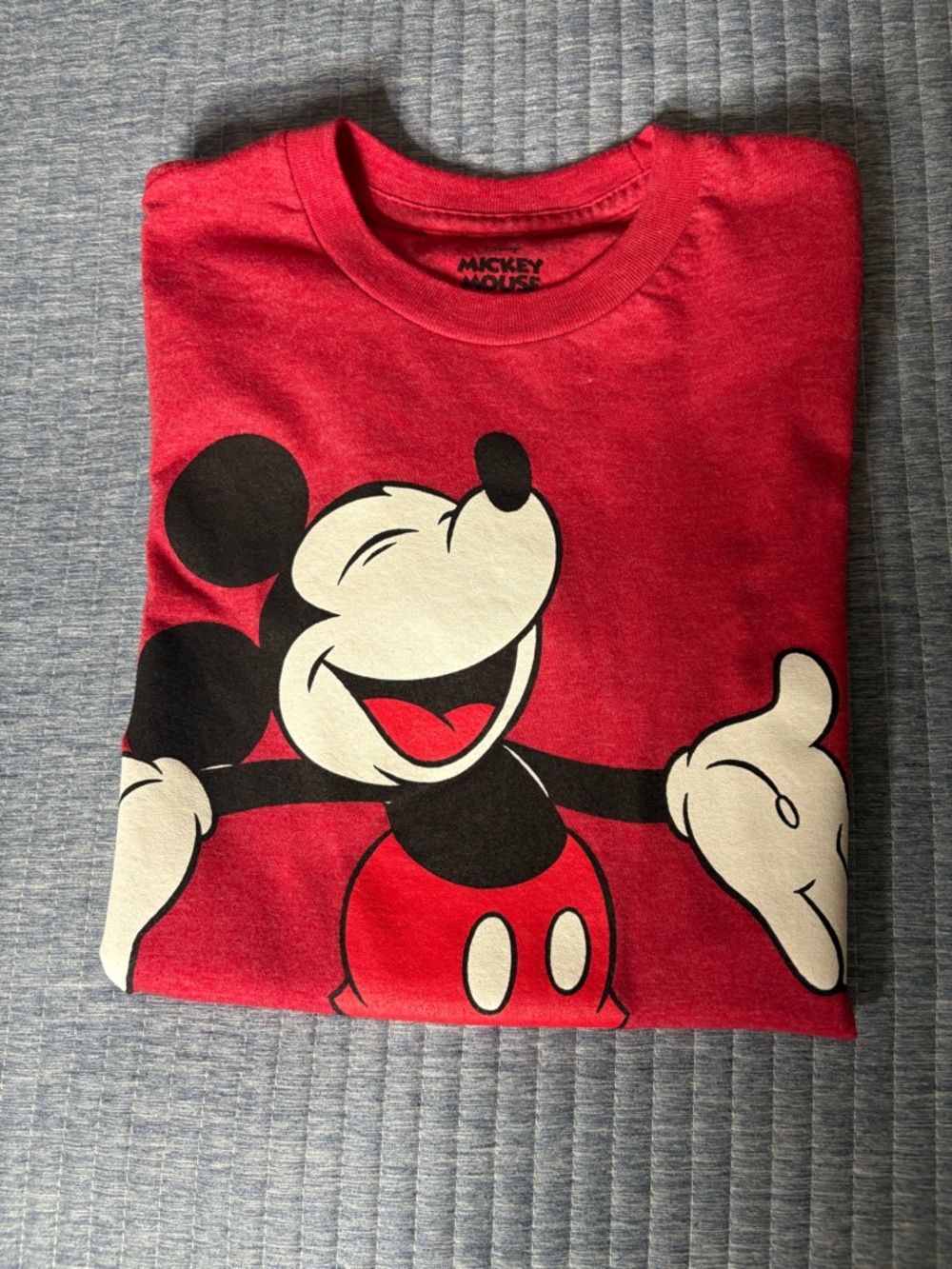 Disney Red Mickey Mouse Graphic Tee with Yellow Accents